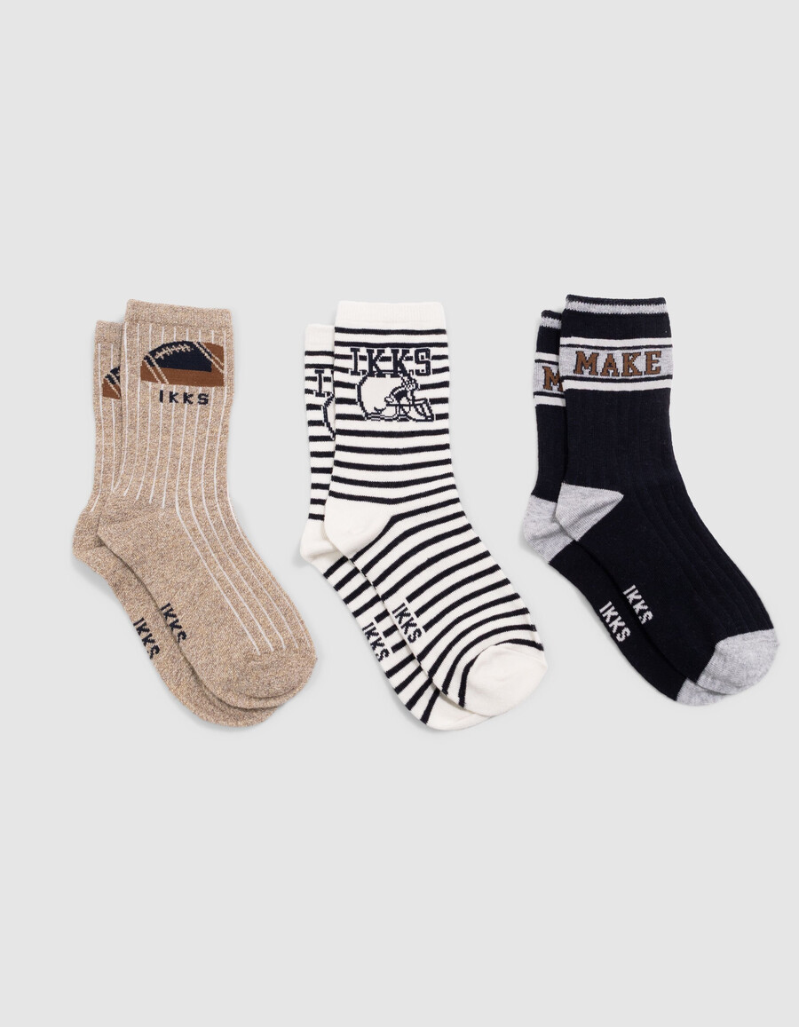 socken für jungen in marineblau ecru und beige