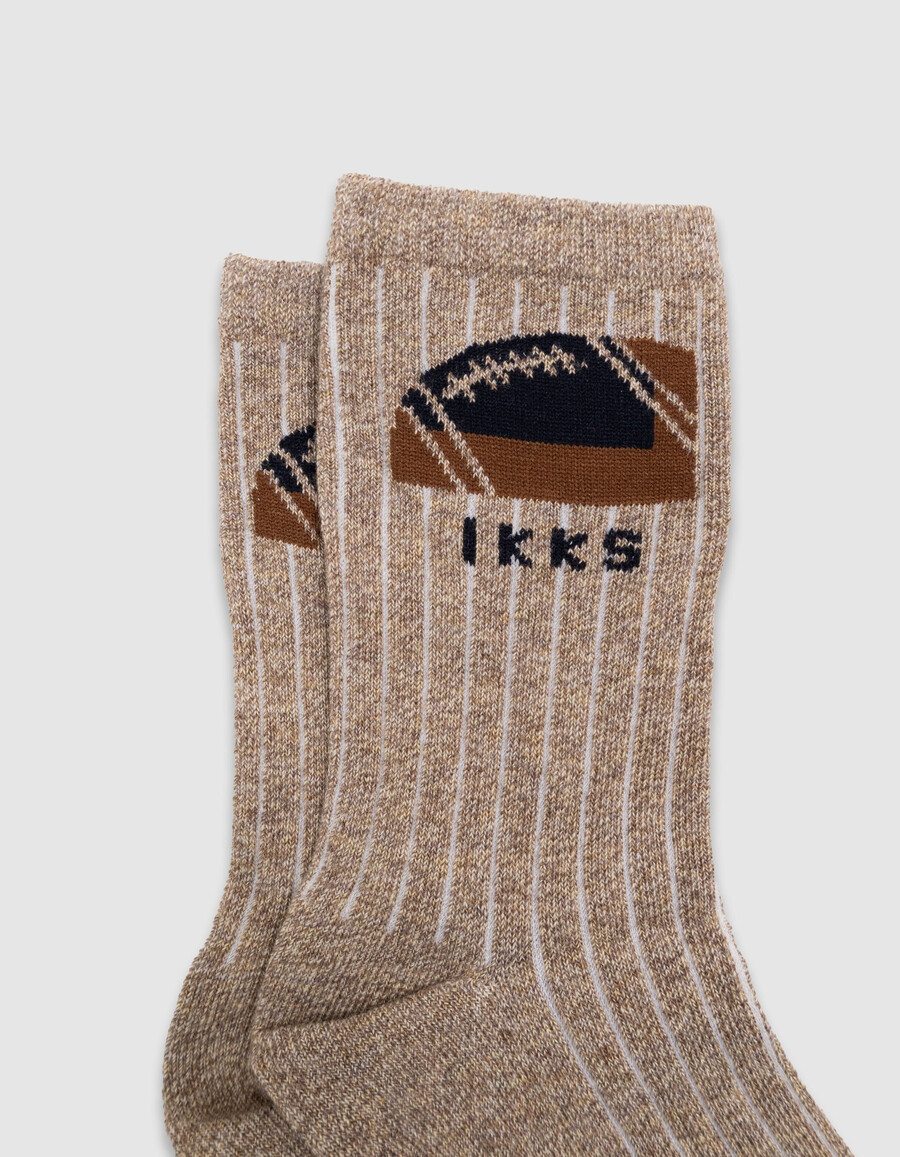 socken für jungen in marineblau ecru und beige