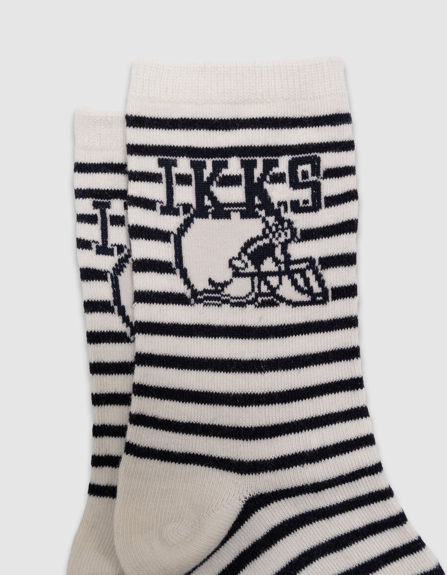 socken für jungen in marineblau ecru und beige