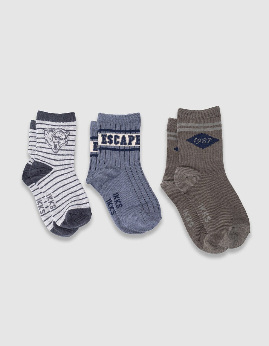 khaki- und graublaue socken für jungen