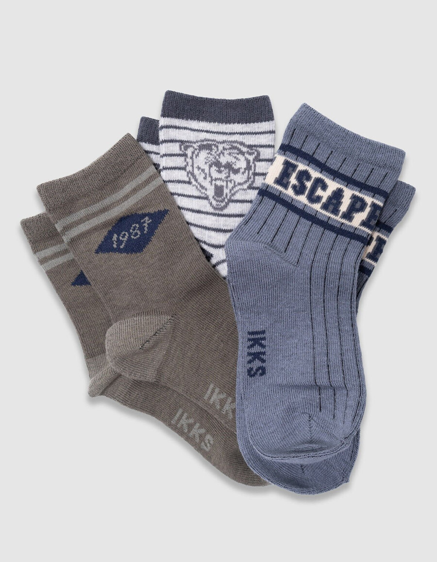 khaki- und graublaue socken für jungen