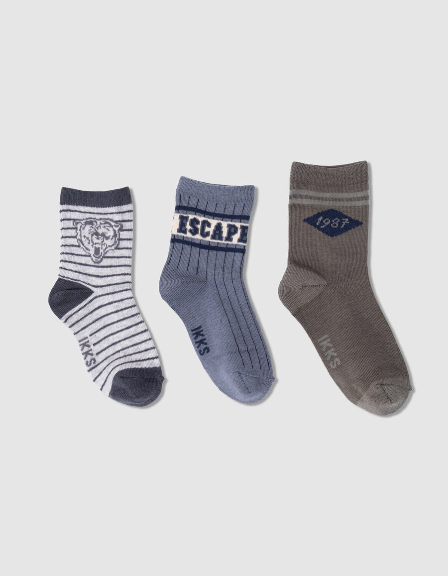 khaki- und graublaue socken für jungen