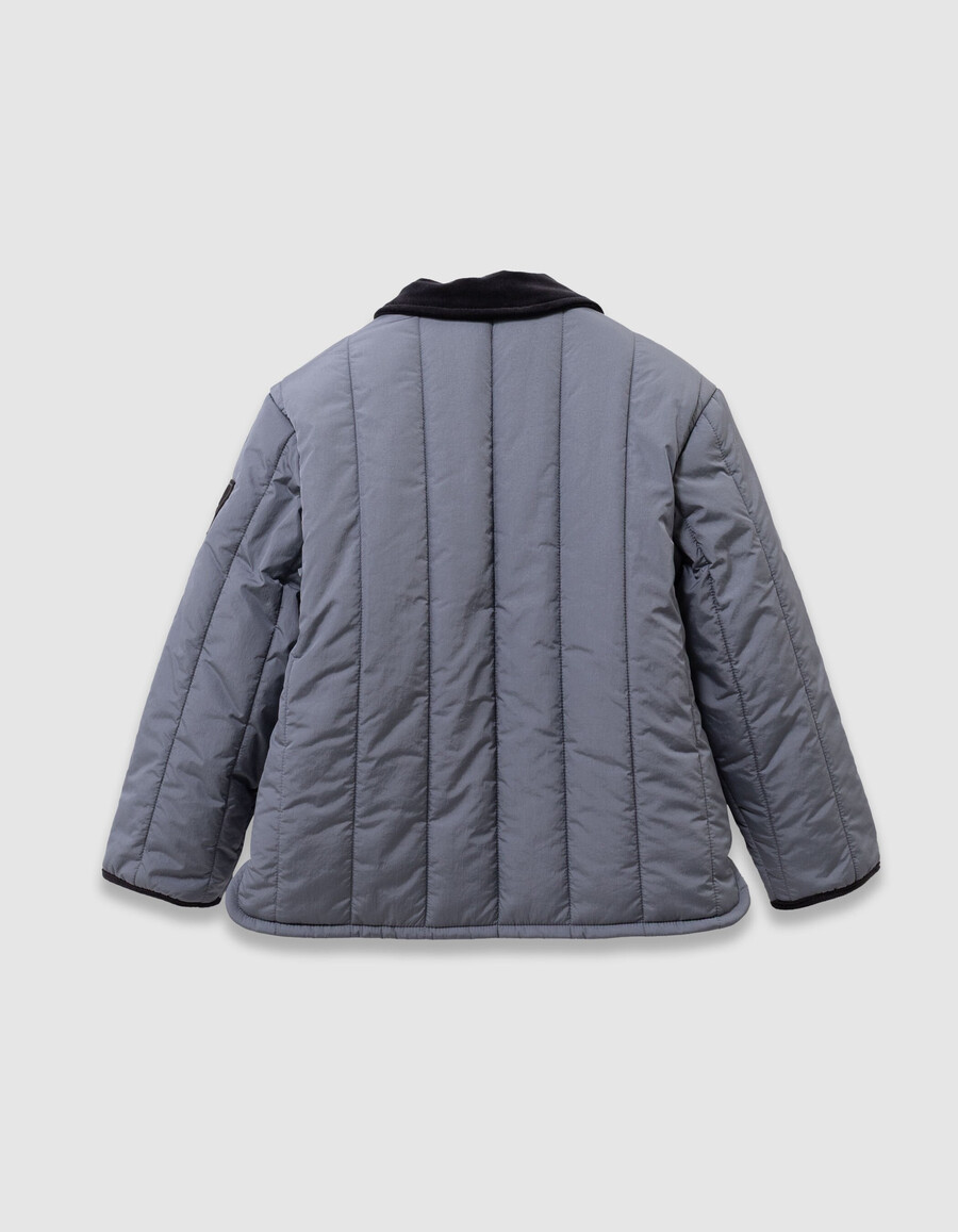 blaue steppjacke für jungen mit samtkragen