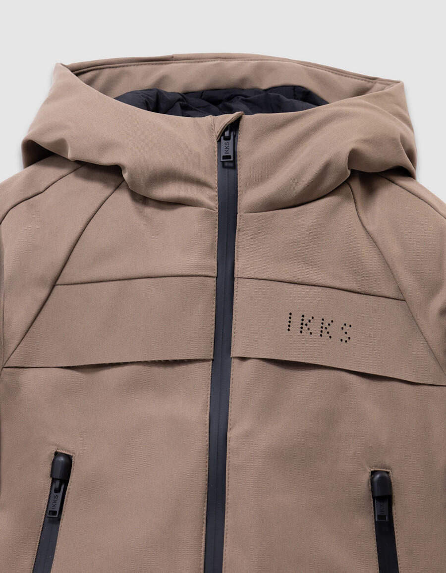 beigefarbener 2-in-1-parka und ärmellose steppjacke für jungen