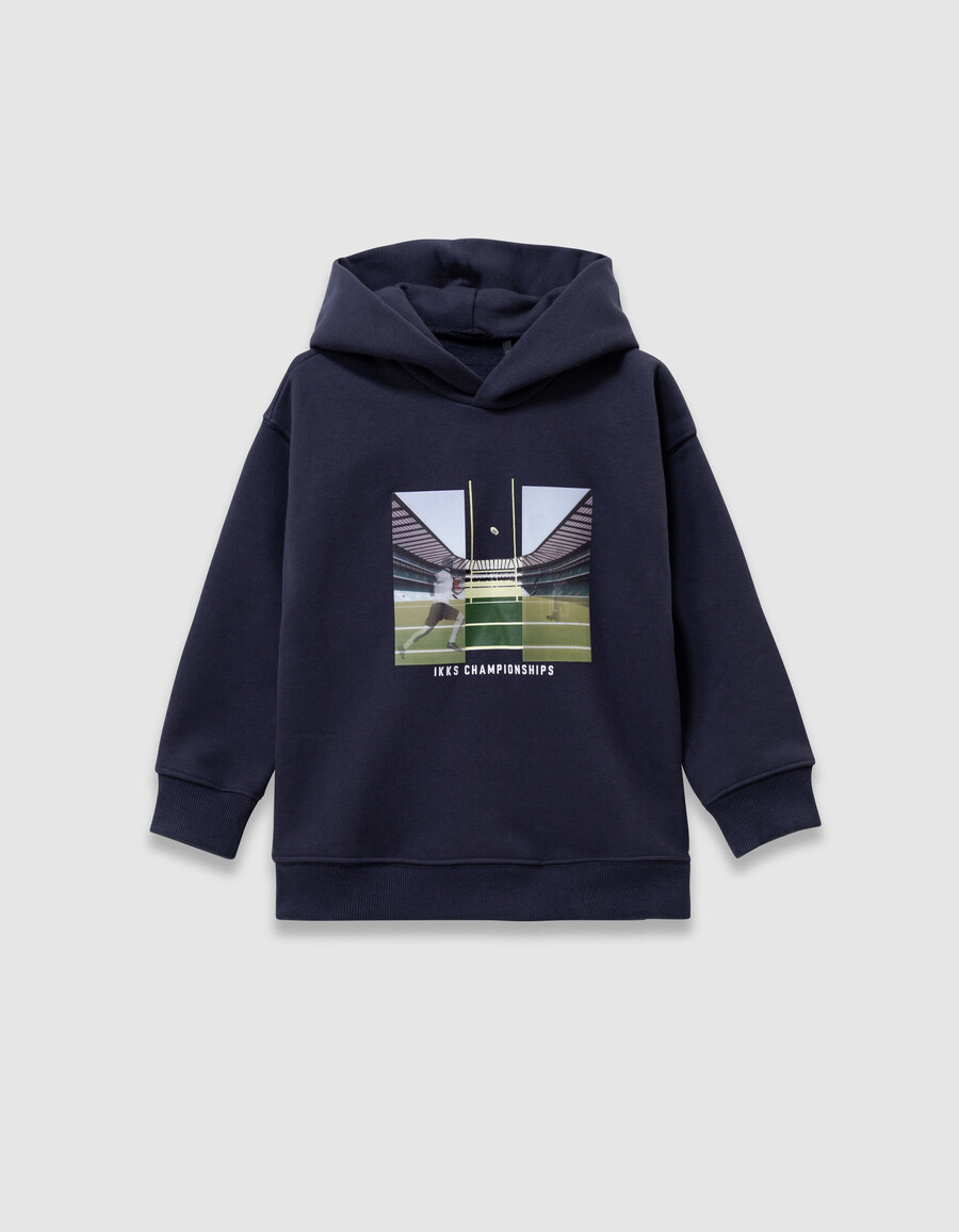 marineblauer kapuzenpullover für jungen mit lentikularbild