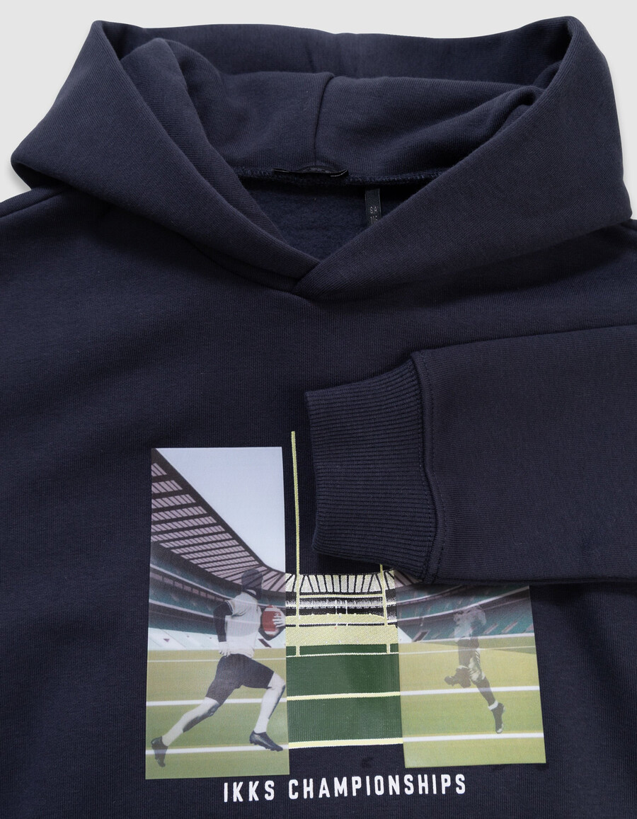 marineblauer kapuzenpullover für jungen mit lentikularbild