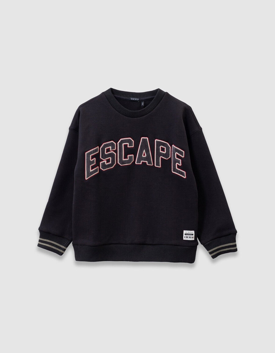 schwarzes sweatshirt für jungen mit gesticktem cord-slogan