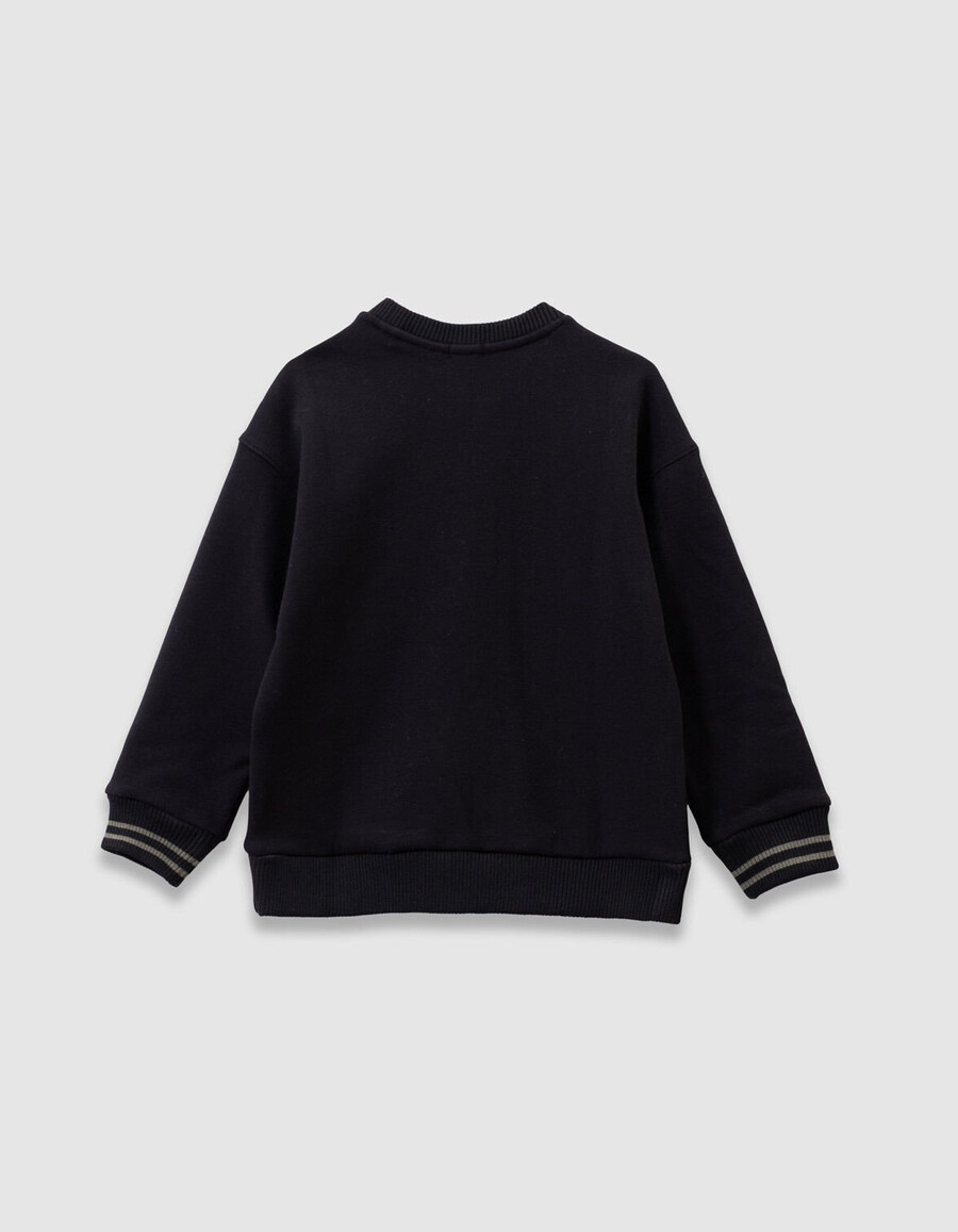 schwarzes sweatshirt für jungen mit gesticktem cord-slogan
