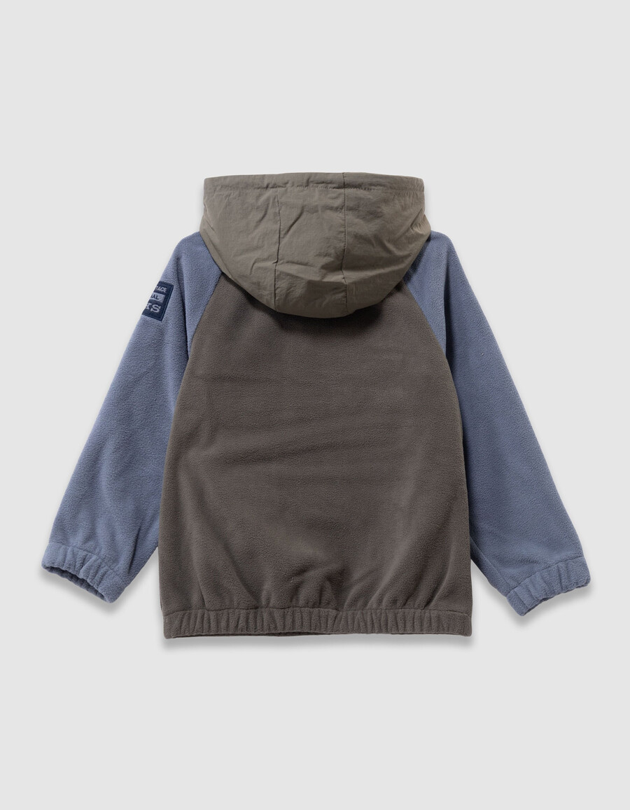 jungen-fleece-hoodie in khaki und blau