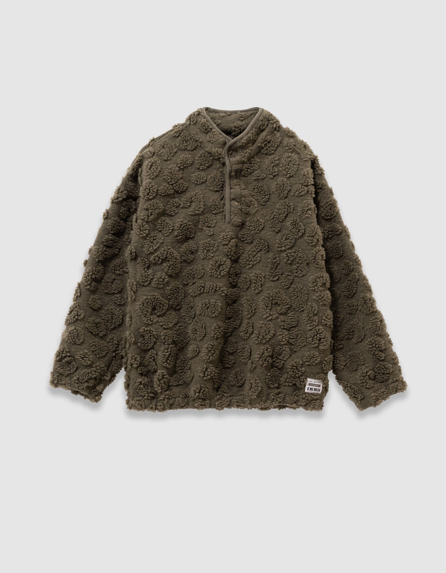 khakifarbenes leoparden-sherpa-jacquard-sweatshirt für jungen