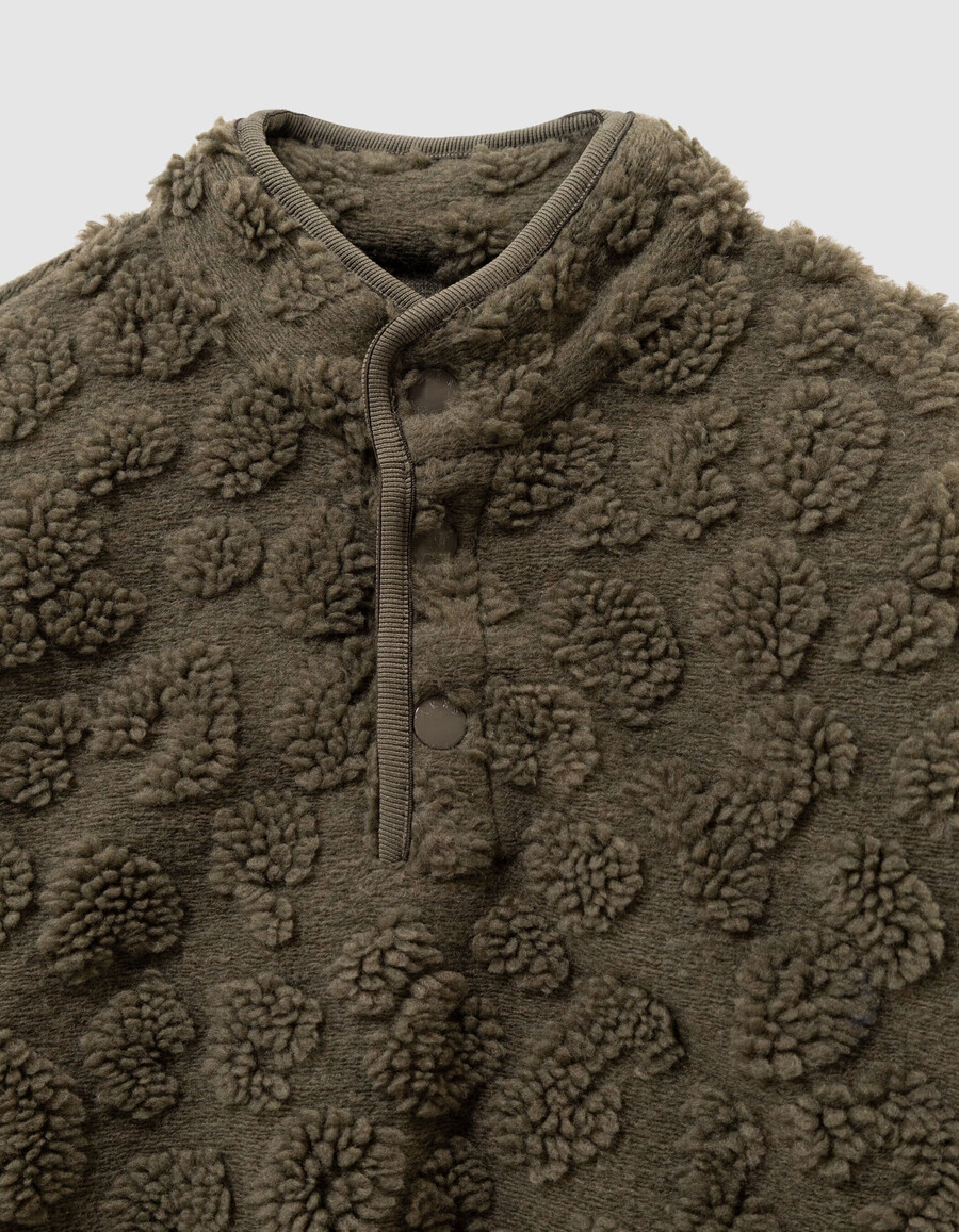 khakifarbenes leoparden-sherpa-jacquard-sweatshirt für jungen