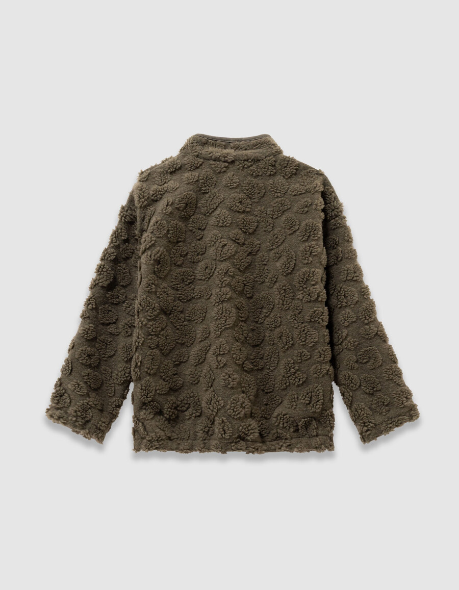 khakifarbenes leoparden-sherpa-jacquard-sweatshirt für jungen