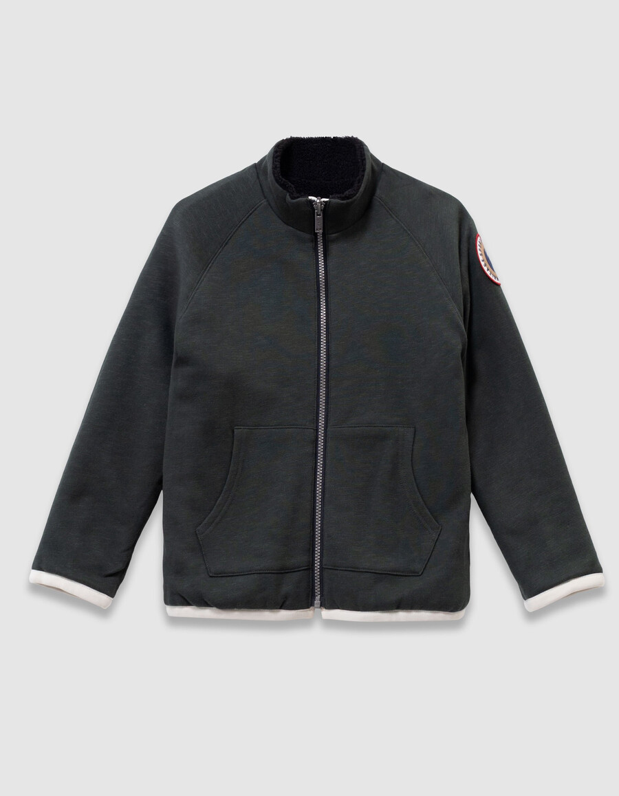 schwarzes sherpa-sweatshirtgrünes wende-strickjacken-set für jungen
