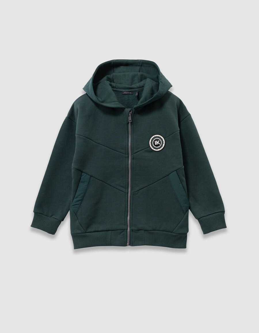 grüne kapuzenstrickjacke mit reißverschluss für jungen