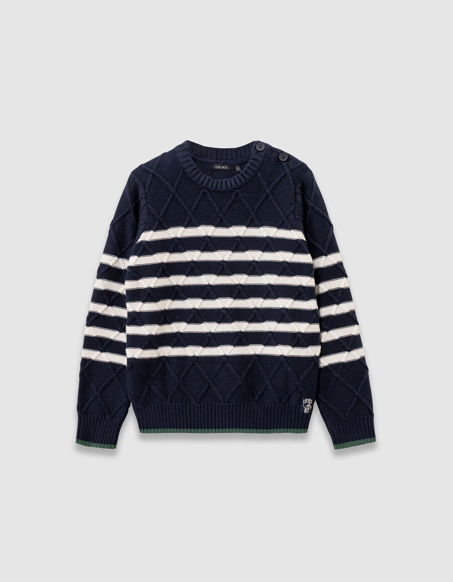 dekorativer strickpullover für jungen im matrosenstil