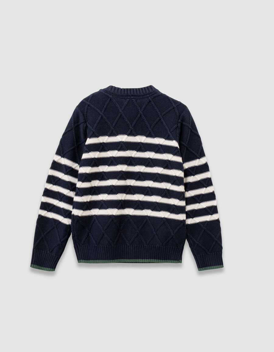 dekorativer strickpullover für jungen im matrosenstil