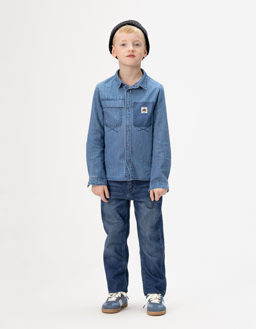 jungen-jeanshemd in blau mit abnehmbarer kapuze