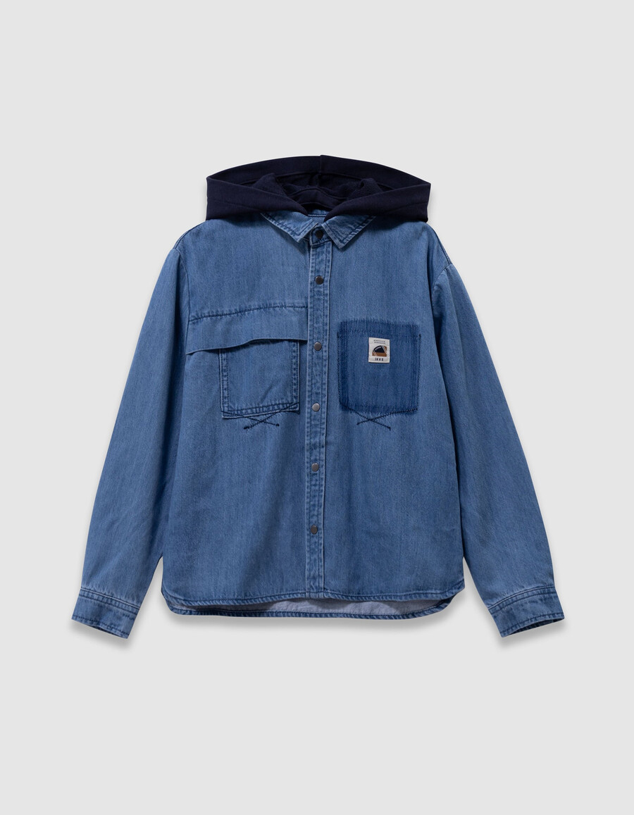 jungen-jeanshemd in blau mit abnehmbarer kapuze