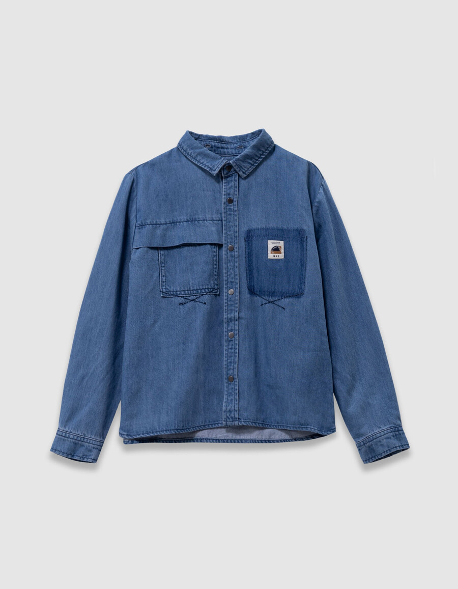 jungen-jeanshemd in blau mit abnehmbarer kapuze