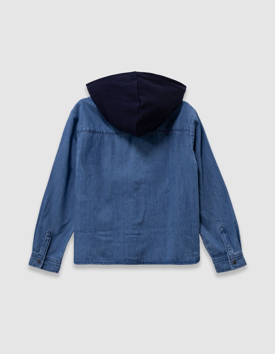 jungen-jeanshemd in blau mit abnehmbarer kapuze