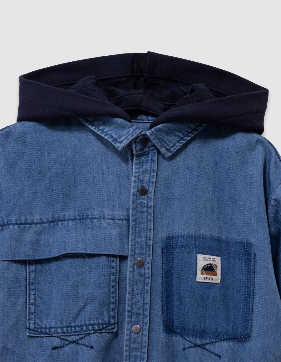 jungen-jeanshemd in blau mit abnehmbarer kapuze