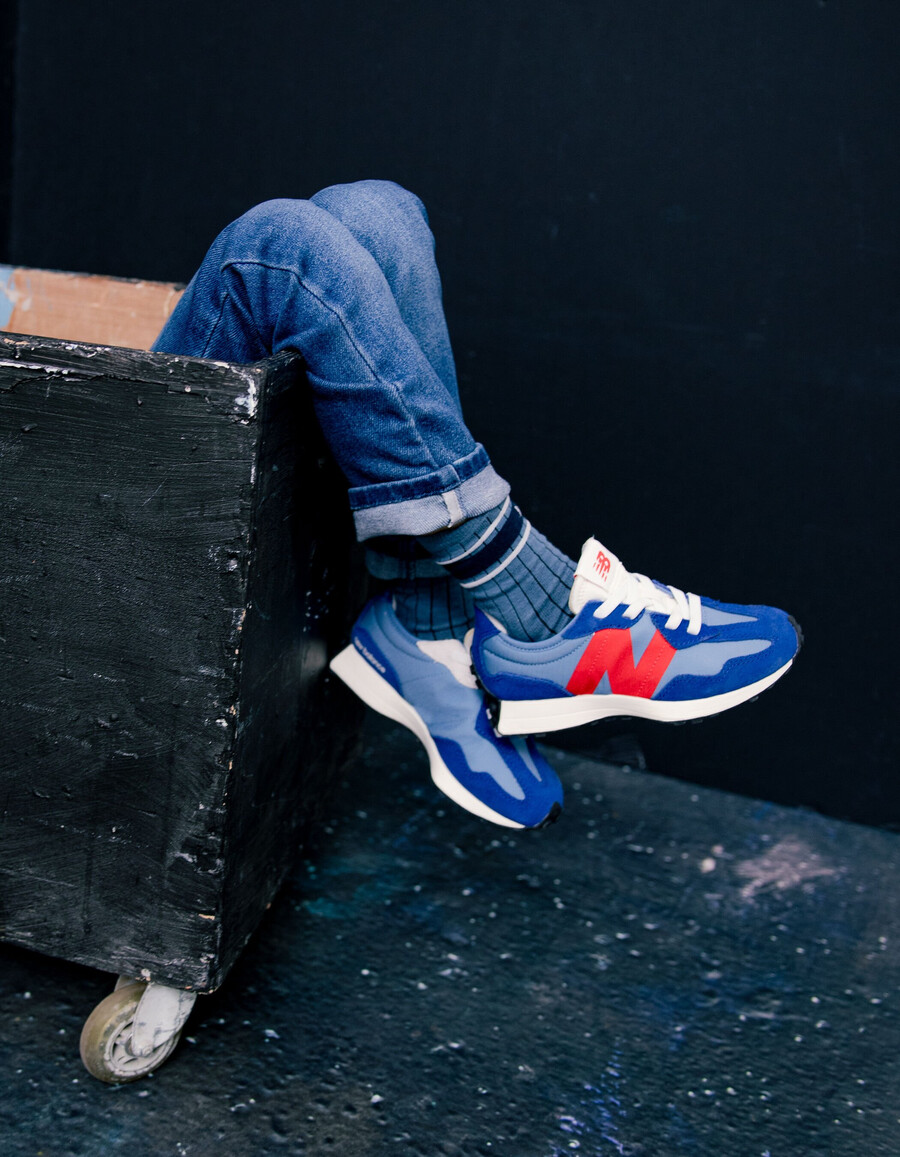 new balance 327 sneaker für jungen blau und rot