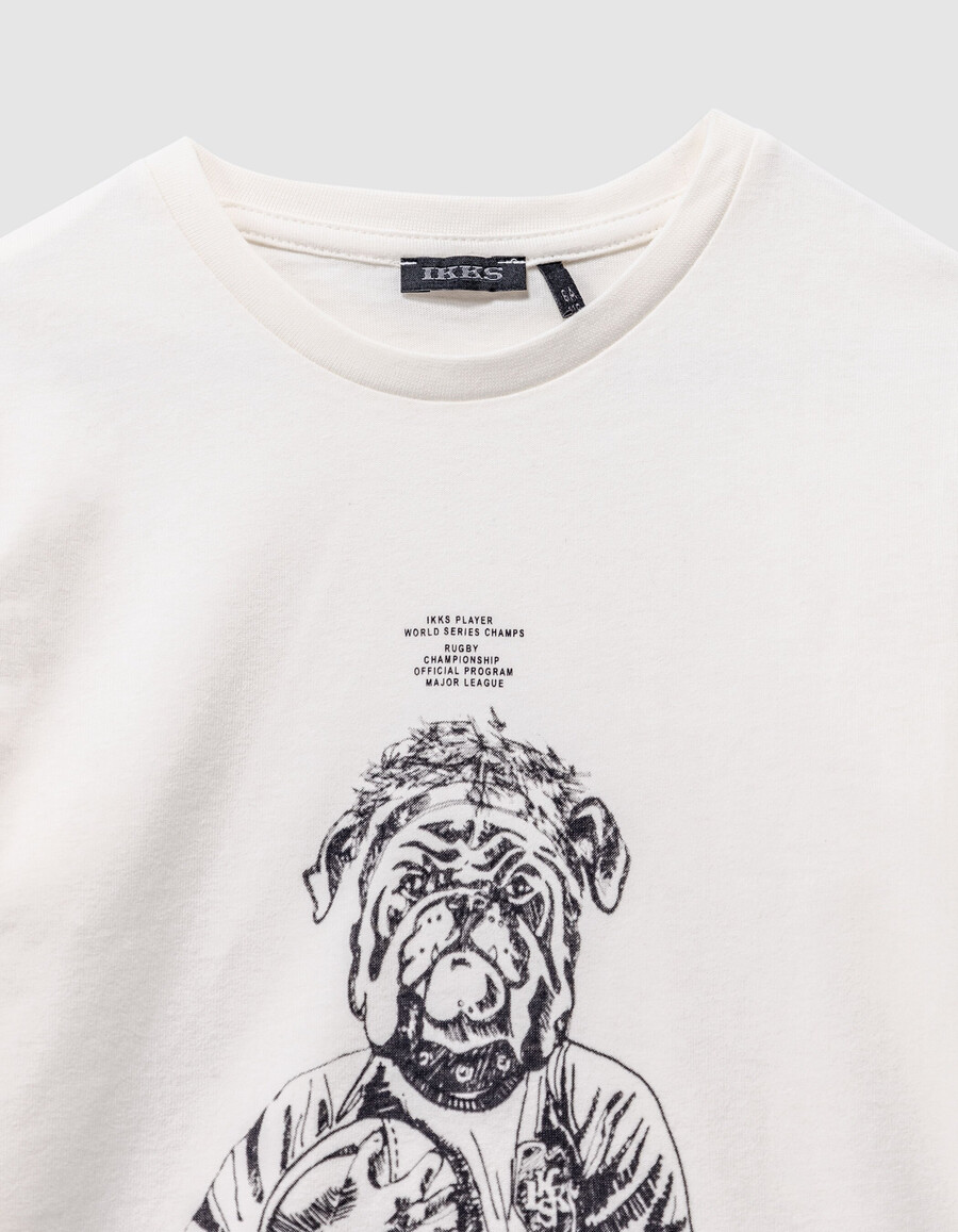 weißes t-shirt aus bio-baumwolle für jungen mit hundemotiv