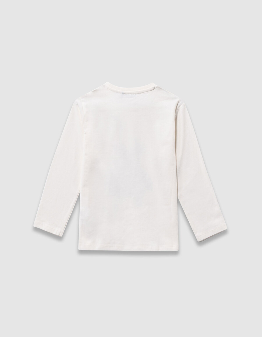 weißes t-shirt aus bio-baumwolle für jungen mit hundemotiv
