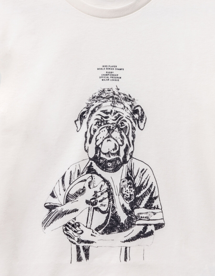 weißes t-shirt aus bio-baumwolle für jungen mit hundemotiv