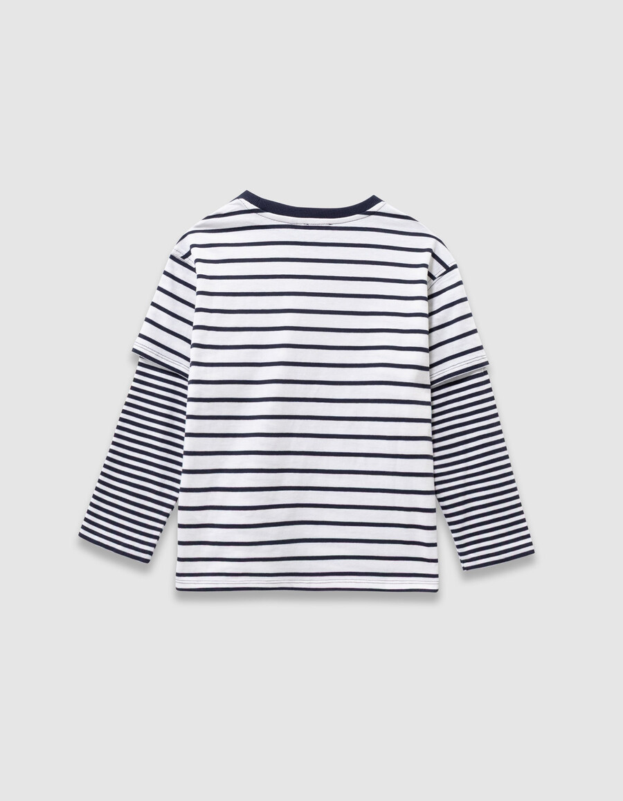 matrosen-t-shirt aus bio-baumwolle für jungen trompe-lœil-ärmel