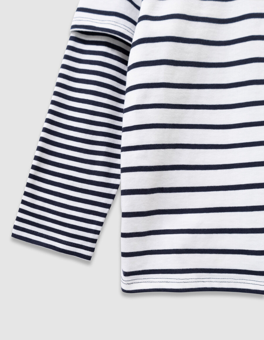 matrosen-t-shirt aus bio-baumwolle für jungen trompe-lœil-ärmel