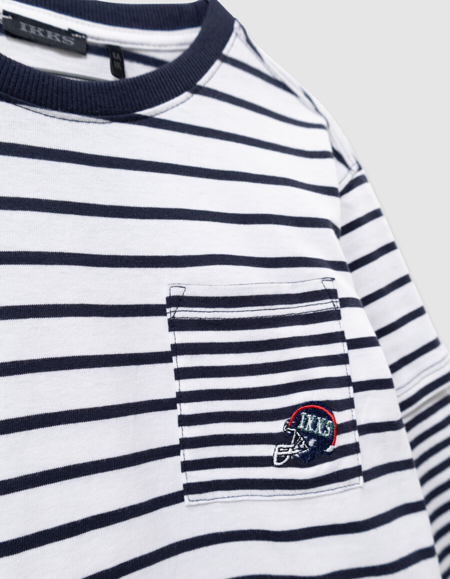 matrosen-t-shirt aus bio-baumwolle für jungen trompe-lœil-ärmel