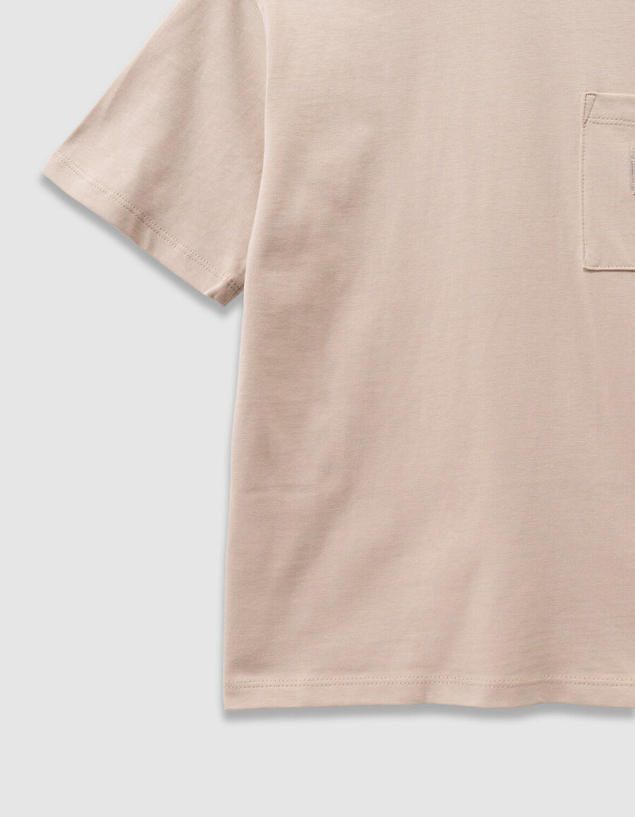 beiges bio-baumwoll-t-shirt für jungen mit tasche größe xl rückseite bedruckt