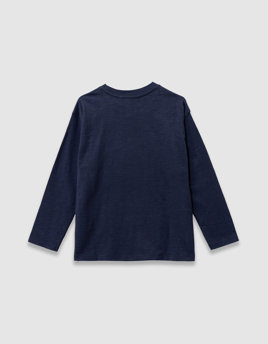 marineblaues t-shirt aus bio-baumwolle für jungen lentikularbild