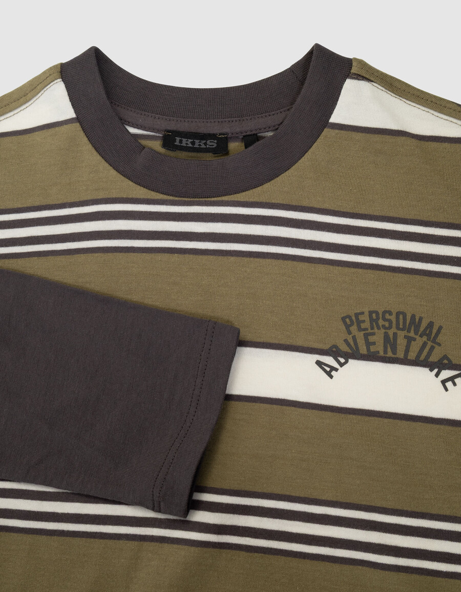 graues jungen-t-shirt aus bio-baumwolle mit trompe-lœil-muster und ärmeln