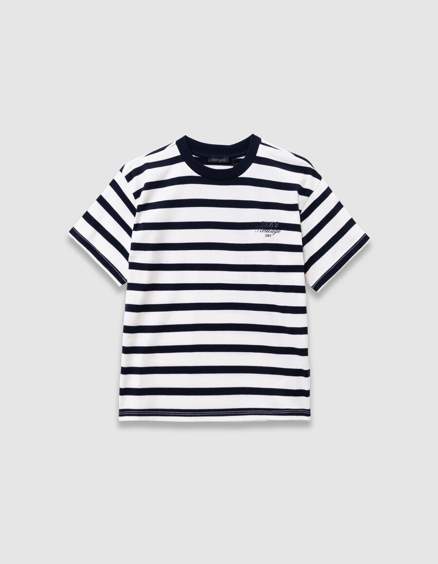 kurzarm-t-shirt aus bio-baumwolle für jungen mit matrosenmotiv