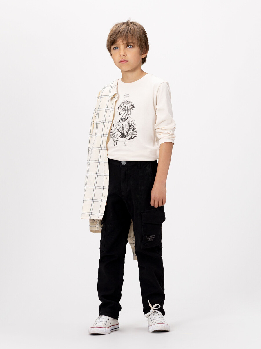 schwarze cargohose für jungen mit geradem schnitt