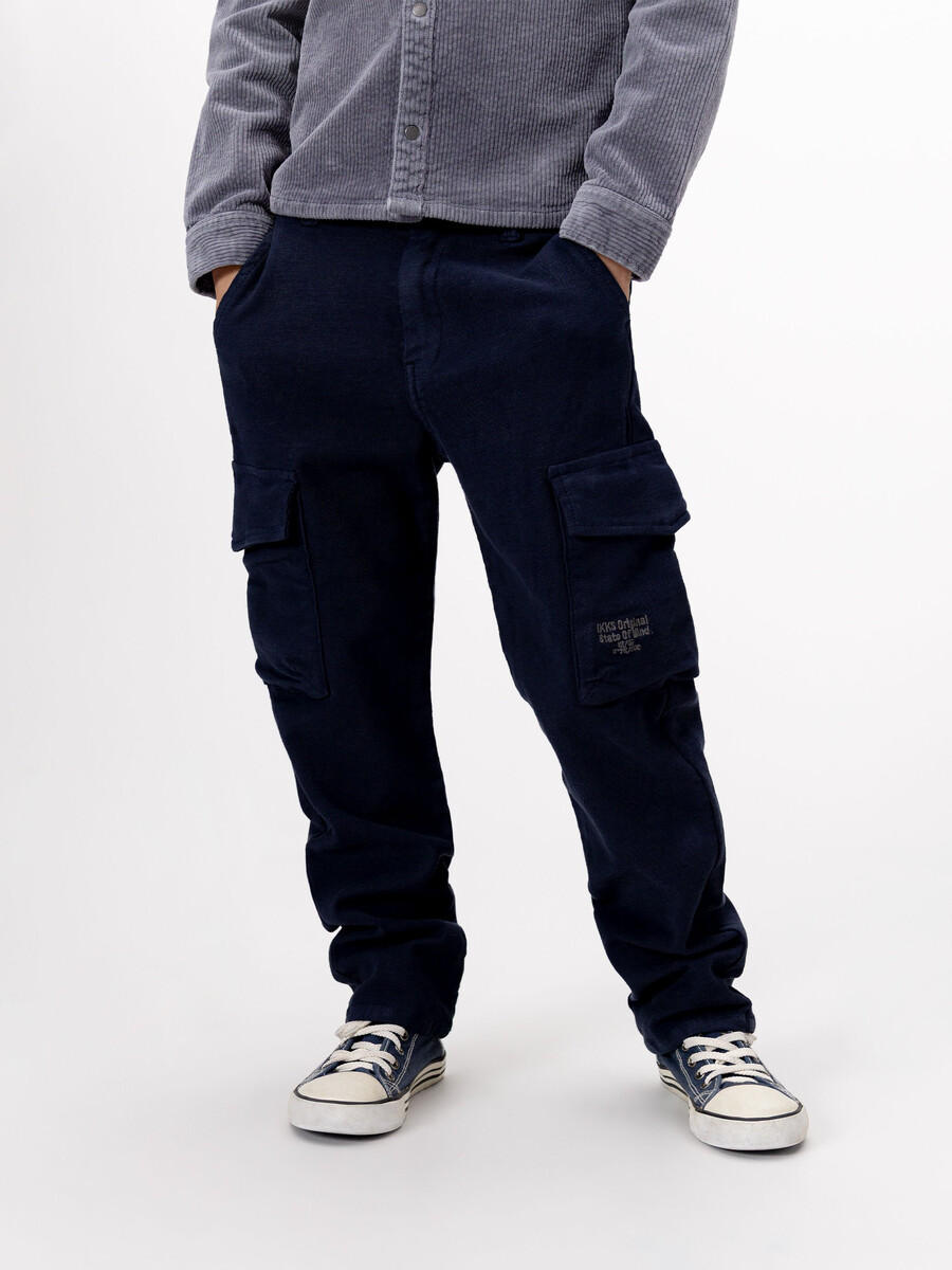 marineblaue cargohose für jungen gerader schnitt