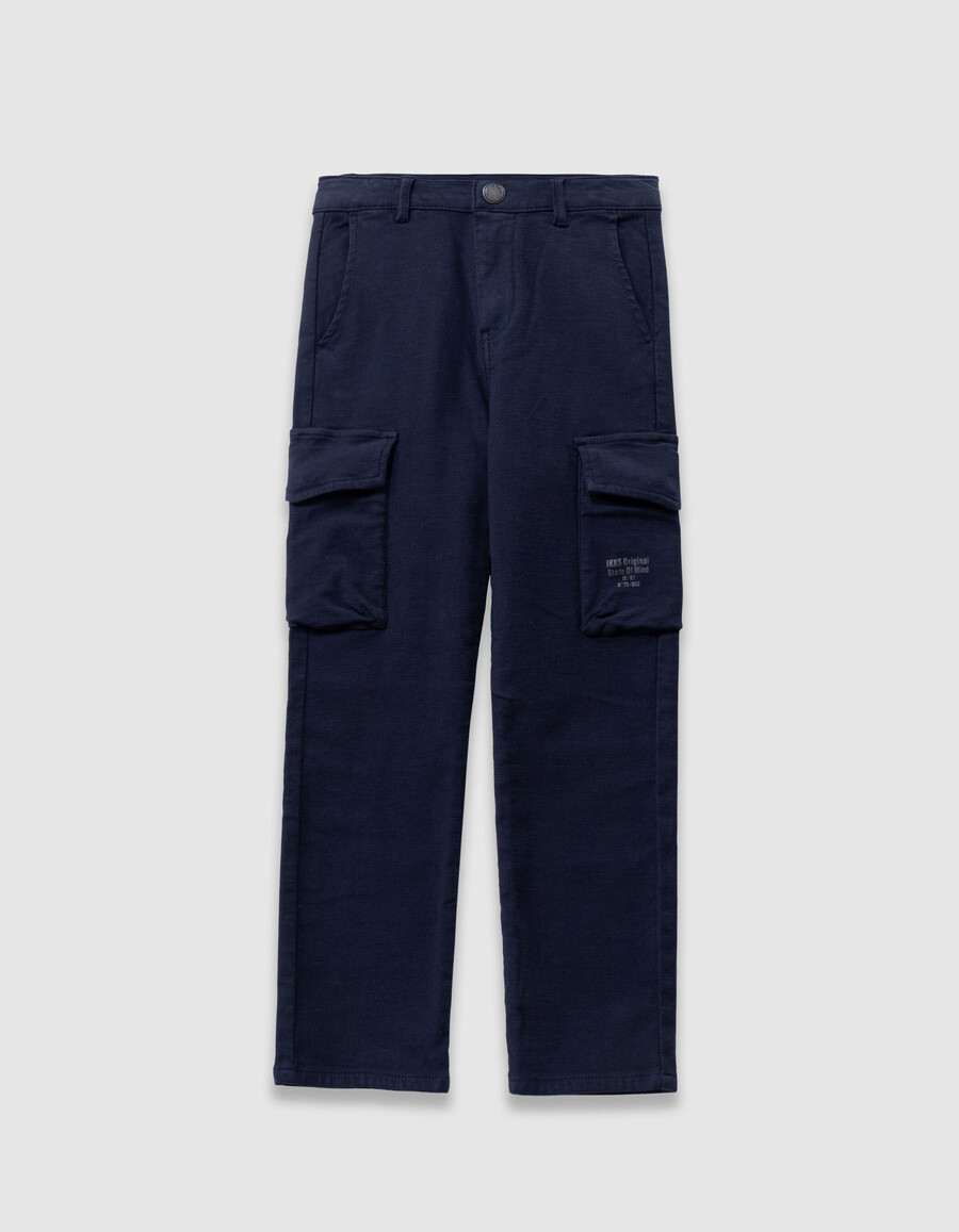 marineblaue cargohose für jungen gerader schnitt