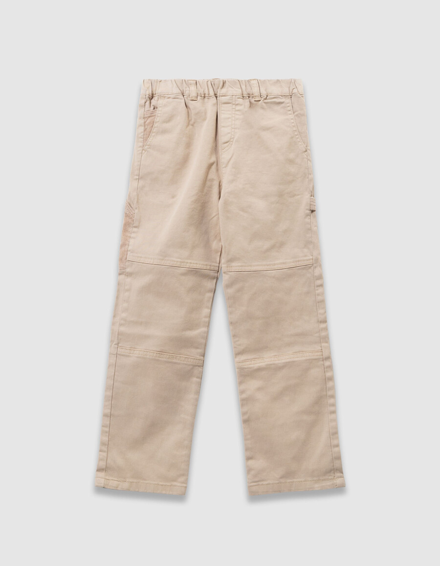 beigefarbene locker sitzende jogginghose für jungen mit corddetails