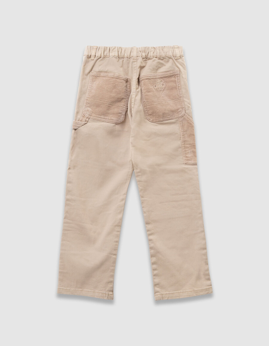 beigefarbene locker sitzende jogginghose für jungen mit corddetails