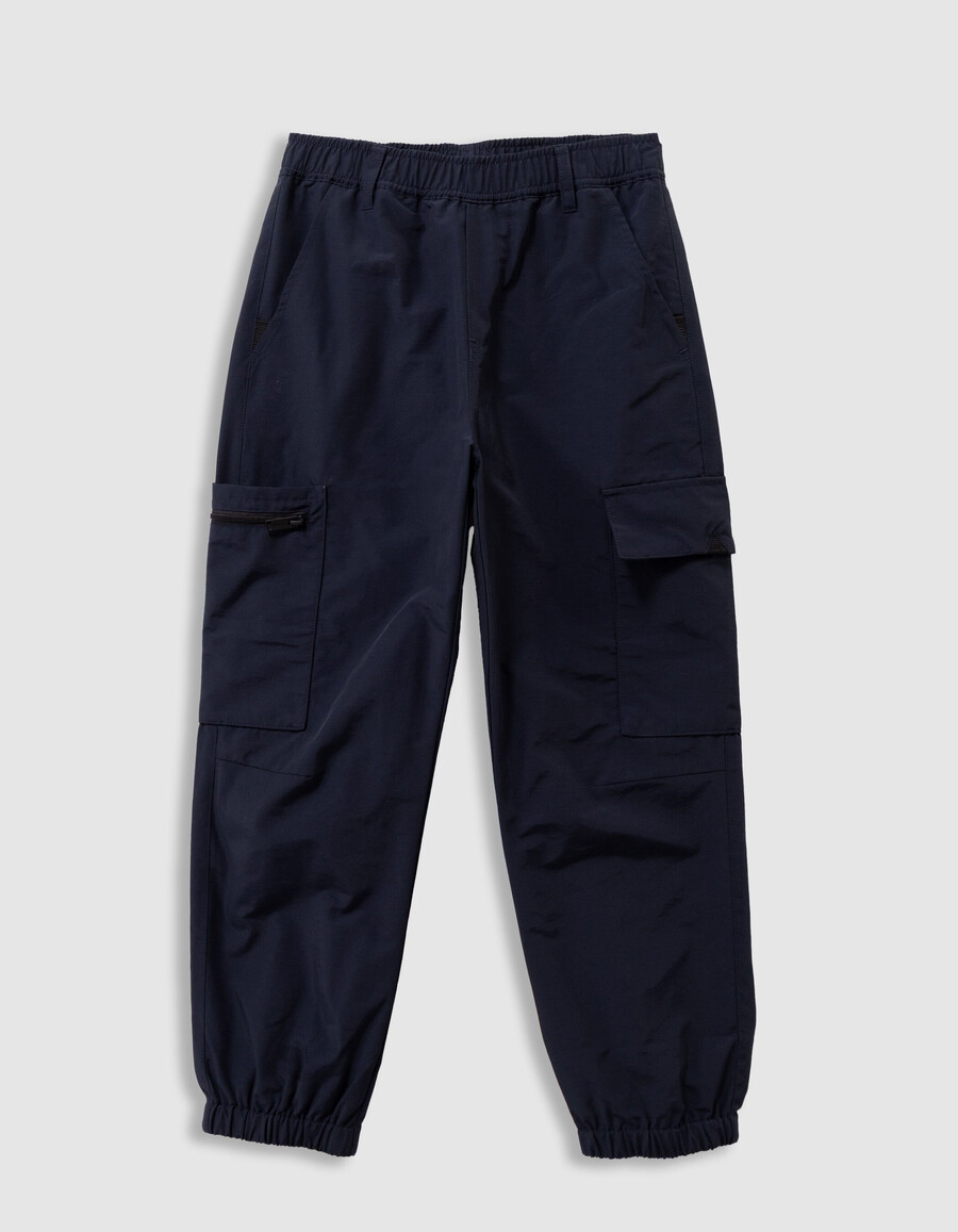 marineblaue nylon-jogginghose für jungen im cargo-stil