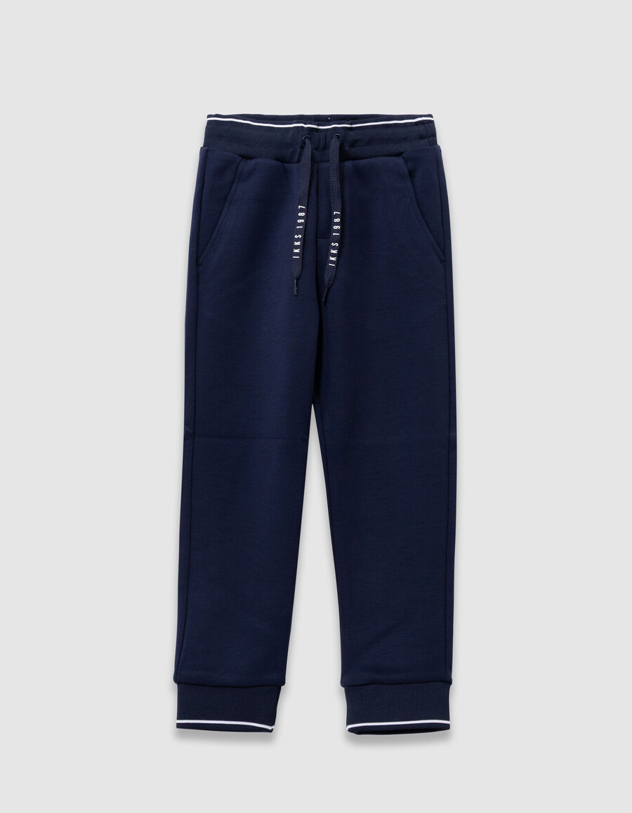 marineblaue jogginghose für jungen mit kordelzug und buchstaben