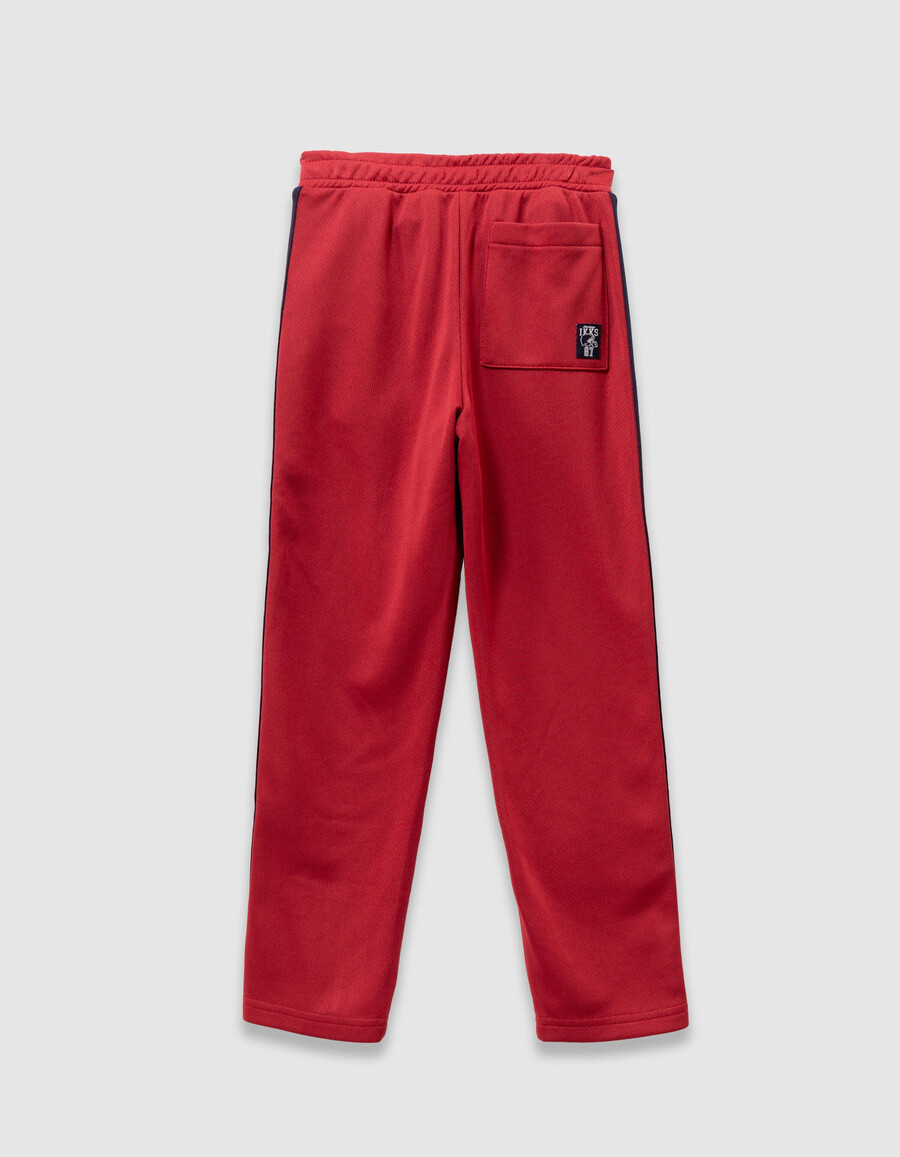 rote jogginghose für jungen mit marineblauen streifen