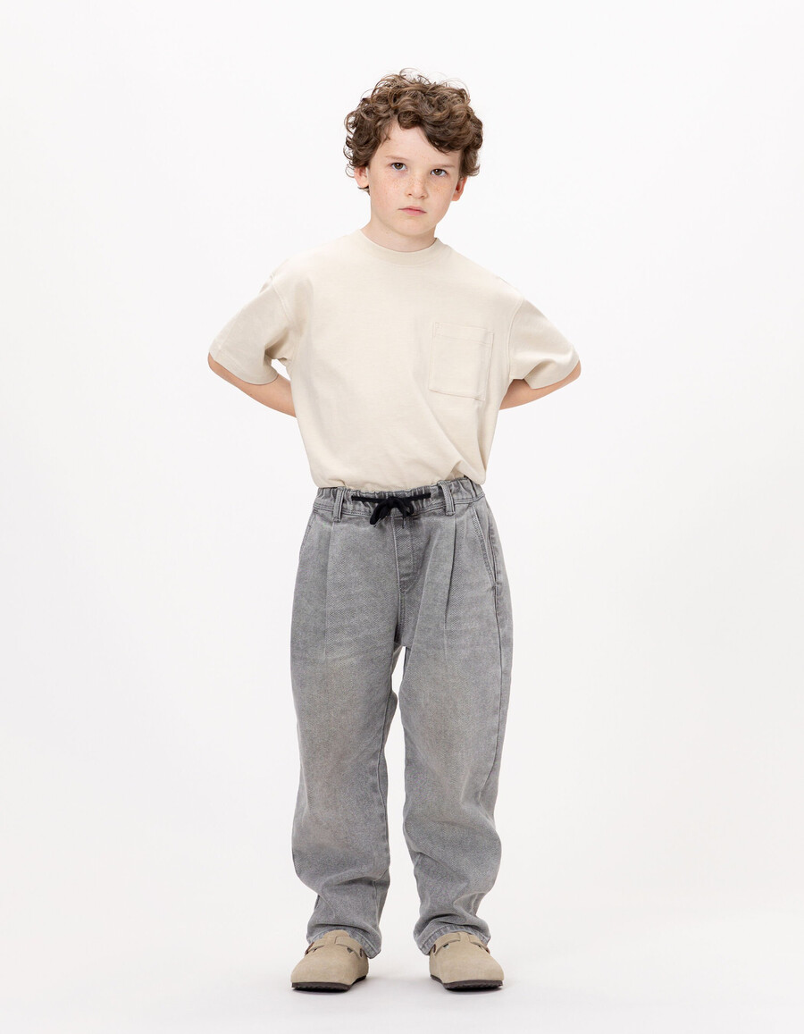 graue locker sitzende jeans für jungen mit elastischem bund