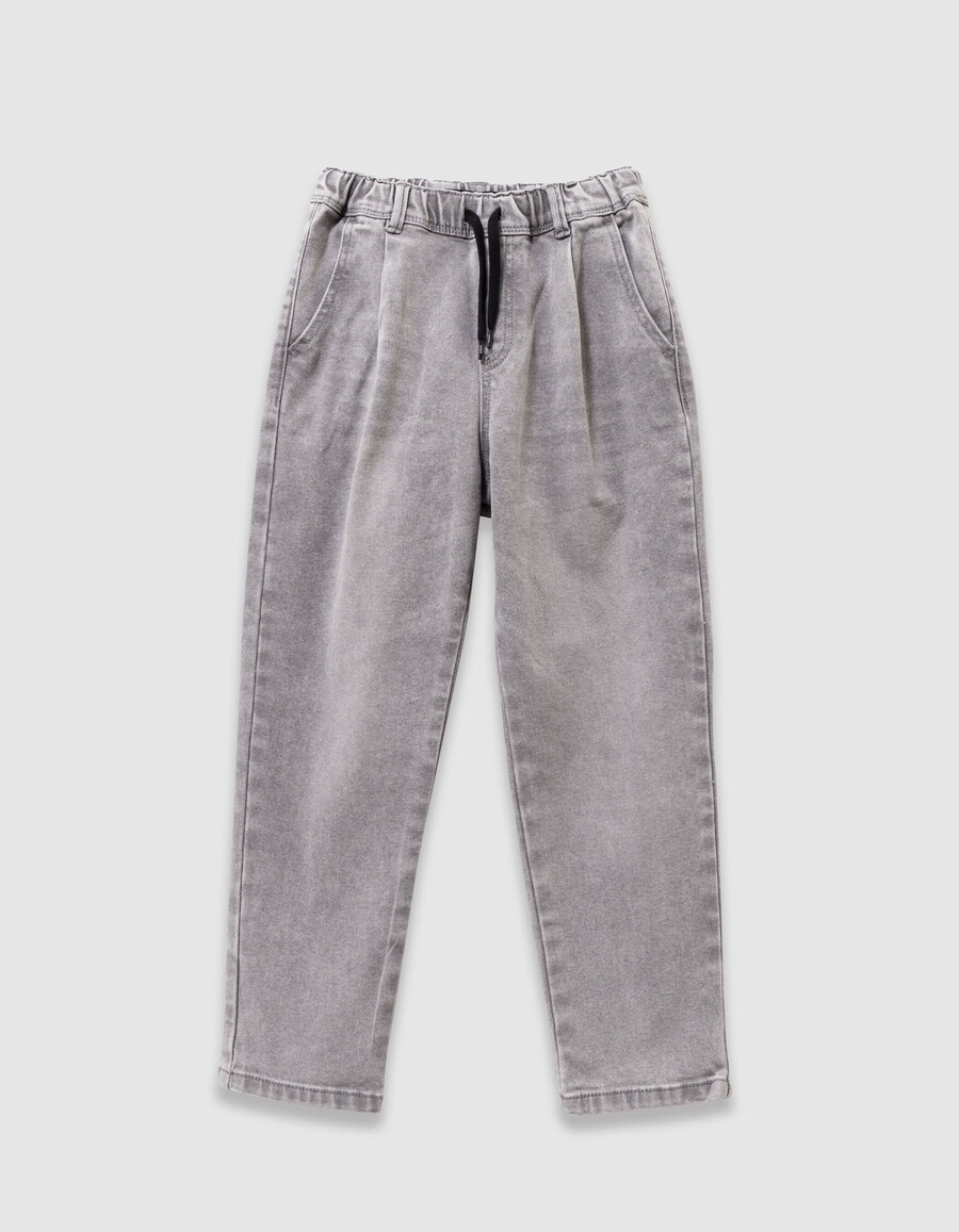 graue locker sitzende jeans für jungen mit elastischem bund