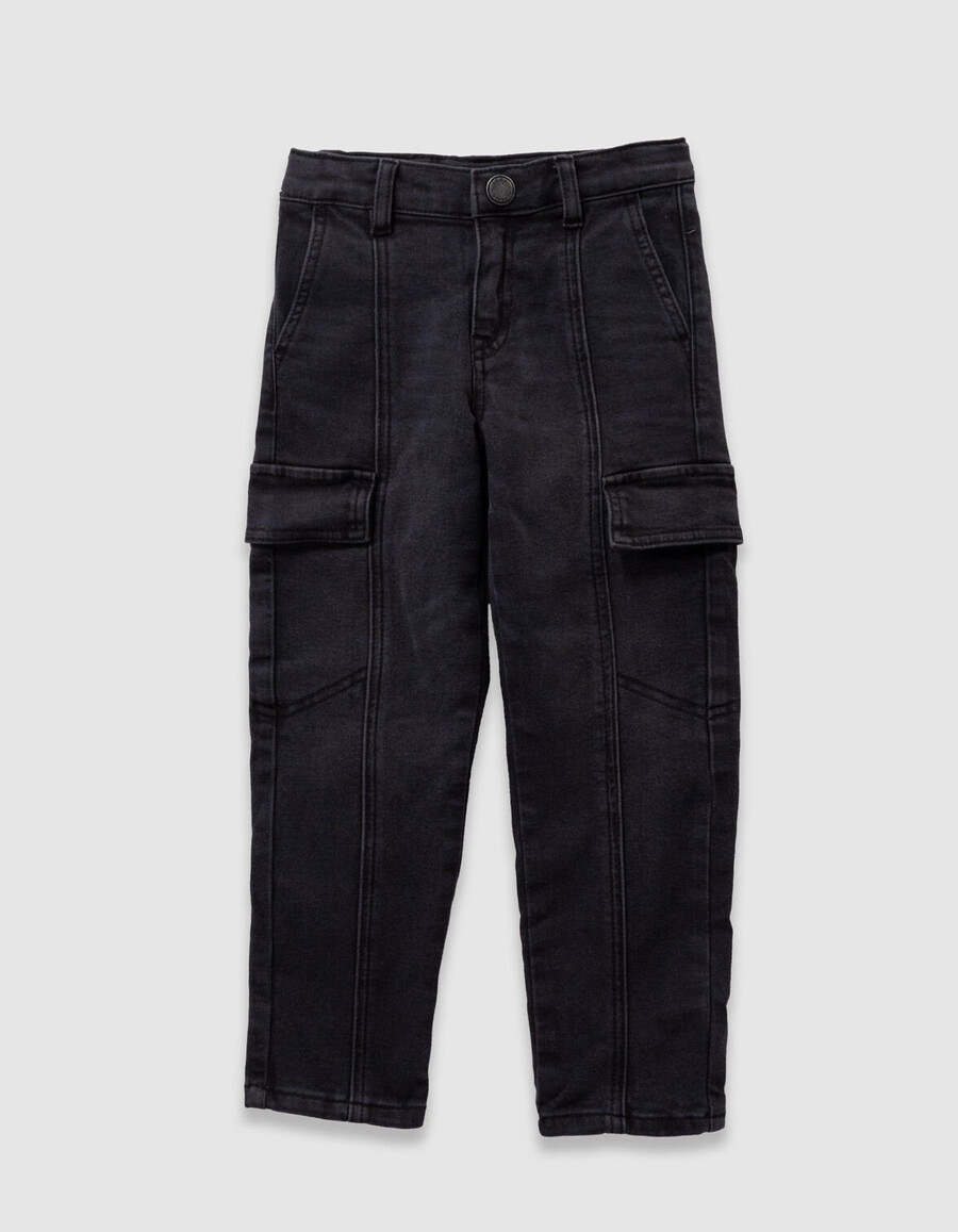graue cargo-jeans für jungen locker geschnitten