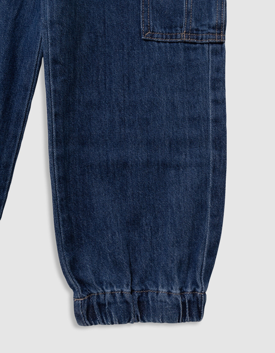 jungen-jogginghose im cargo-stil blau locker geschnitten
