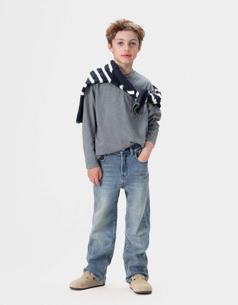 baggy jeans in hellblauem used-look für jungen