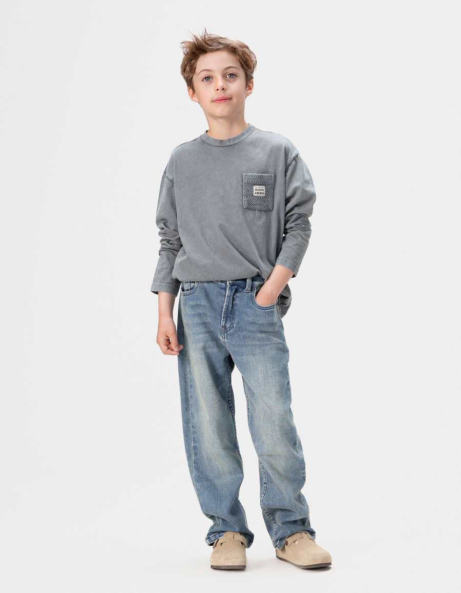 baggy jeans in hellblauem used-look für jungen